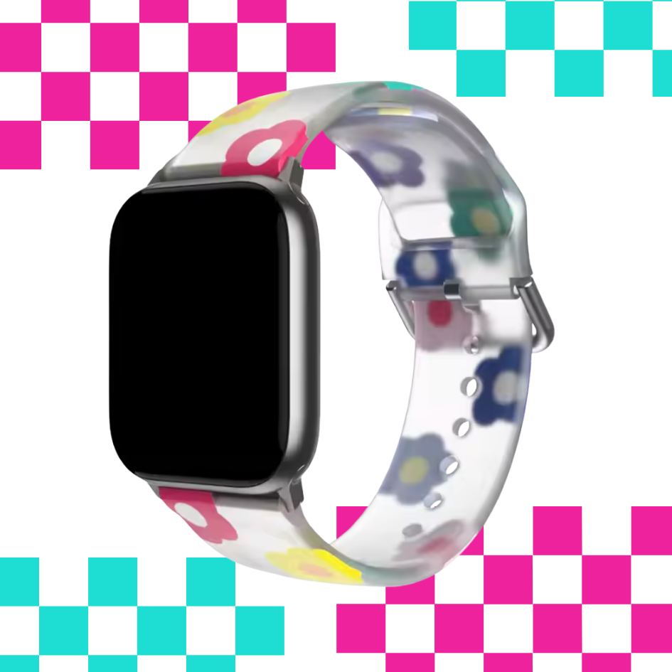 Flower Power Transparent Watch Strap