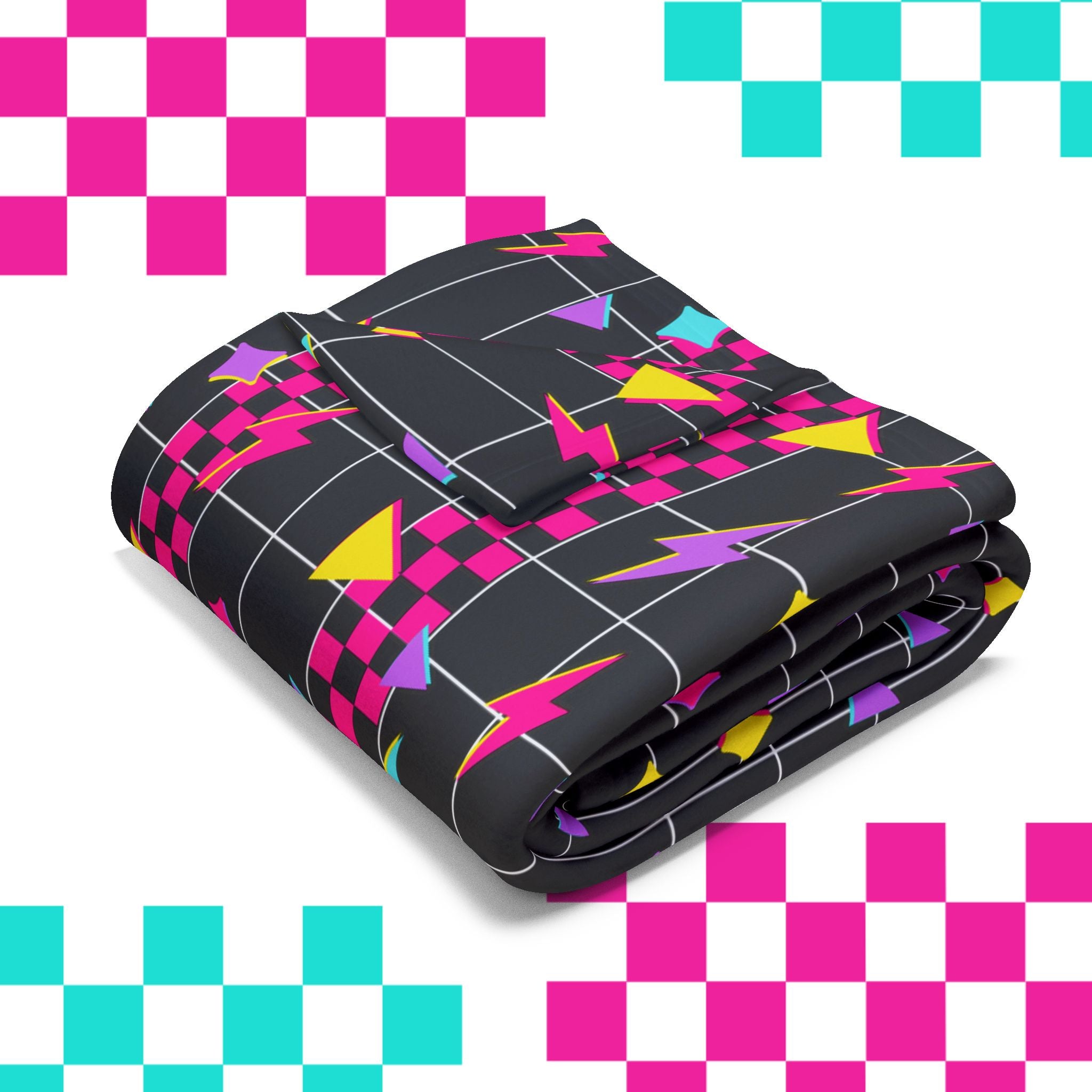Retro Lightning Arctic Fleece Blanket, Cozy Throw for Home Decor,  80s print