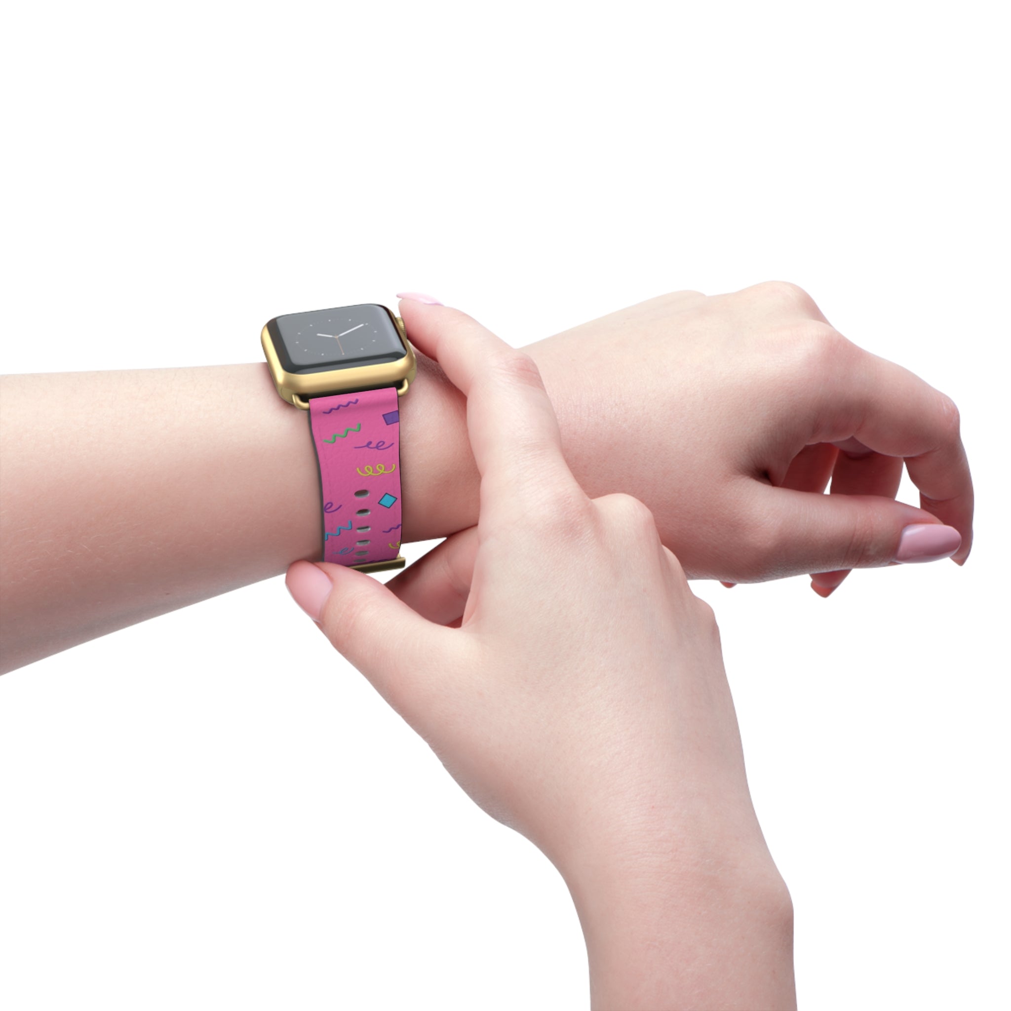 Girl Talk Print Watch Band Pink