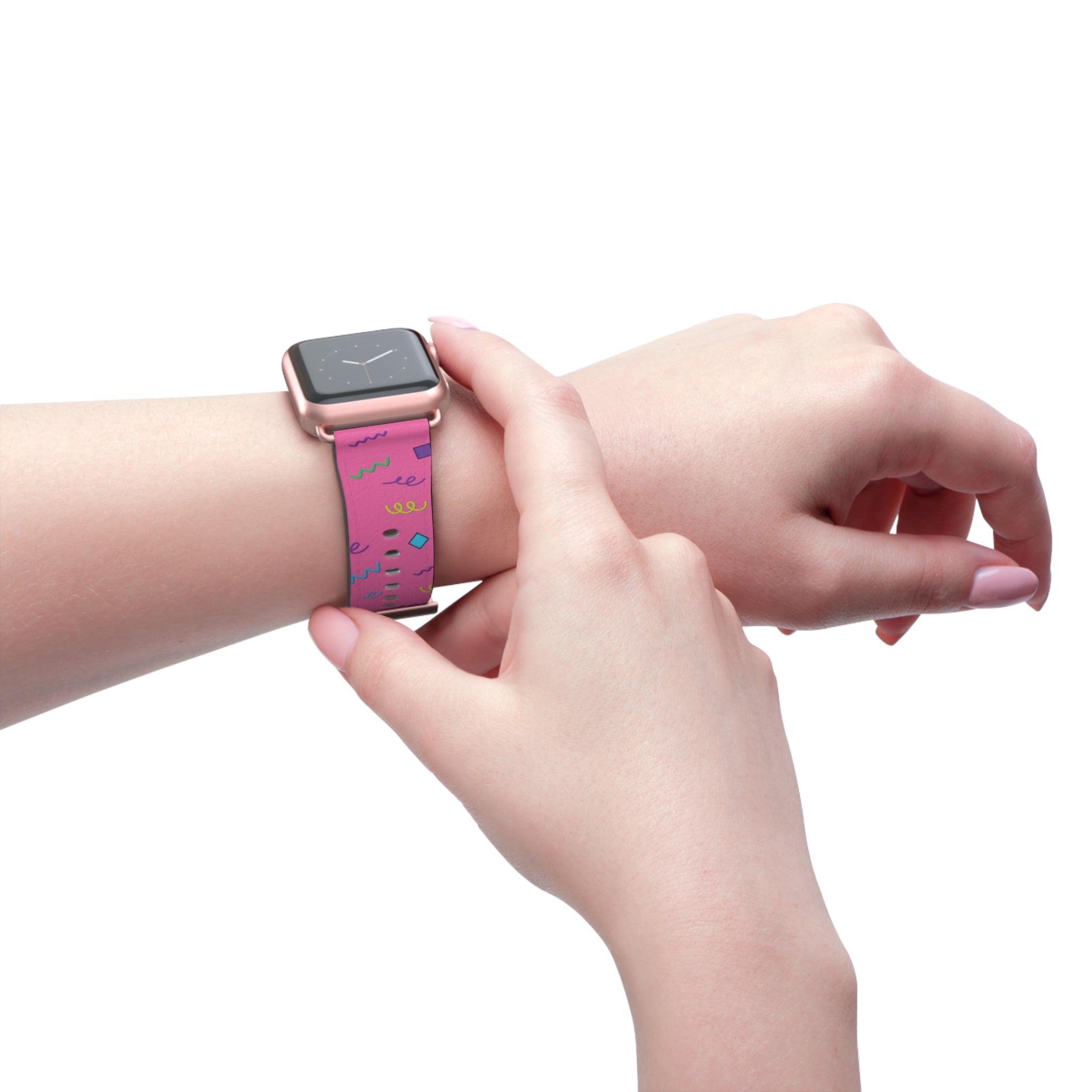 Girl Talk Print Watch Band Pink