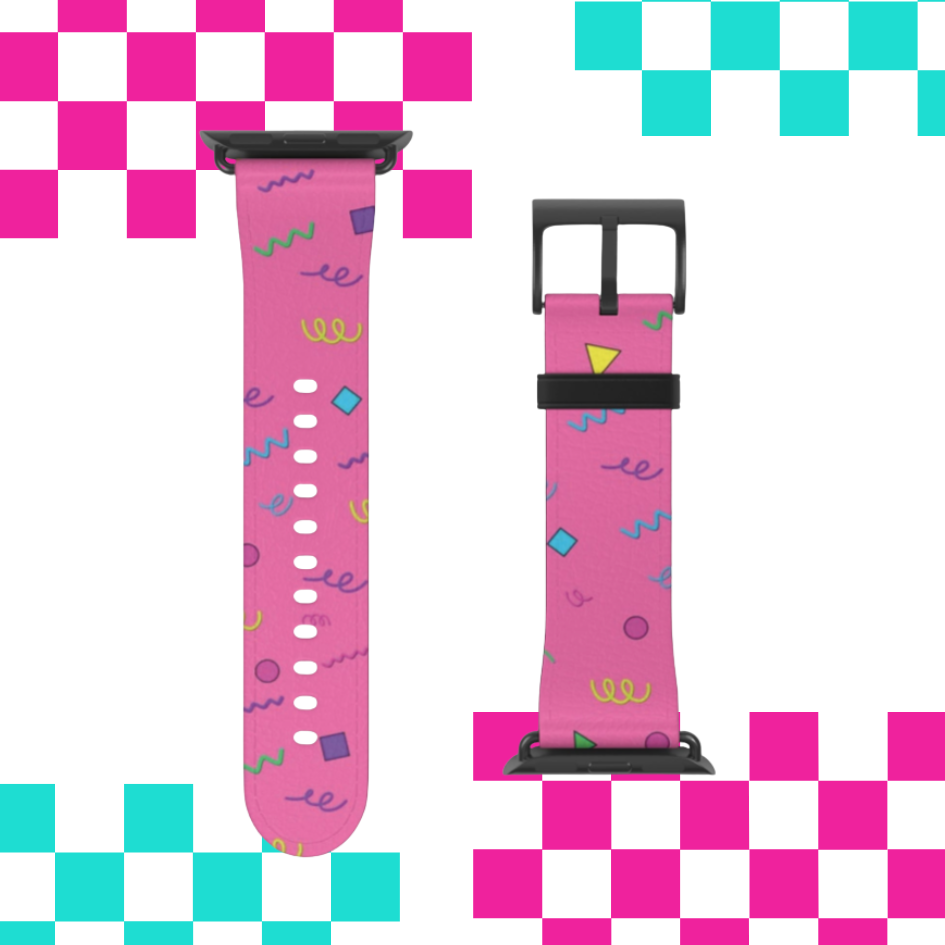 Girl Talk Print Watch Band Pink