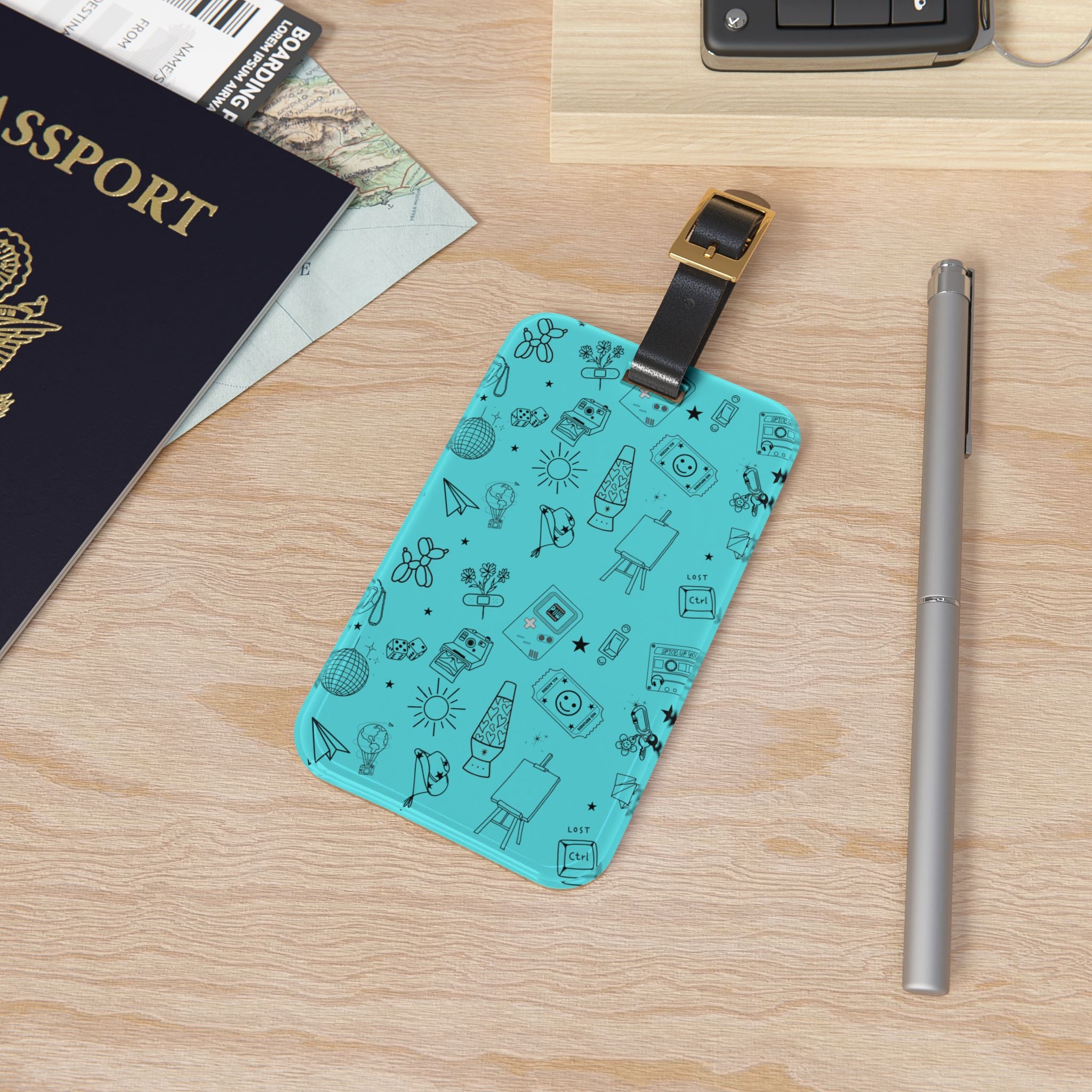 Cyan Flash Tattoo Luggage Tag