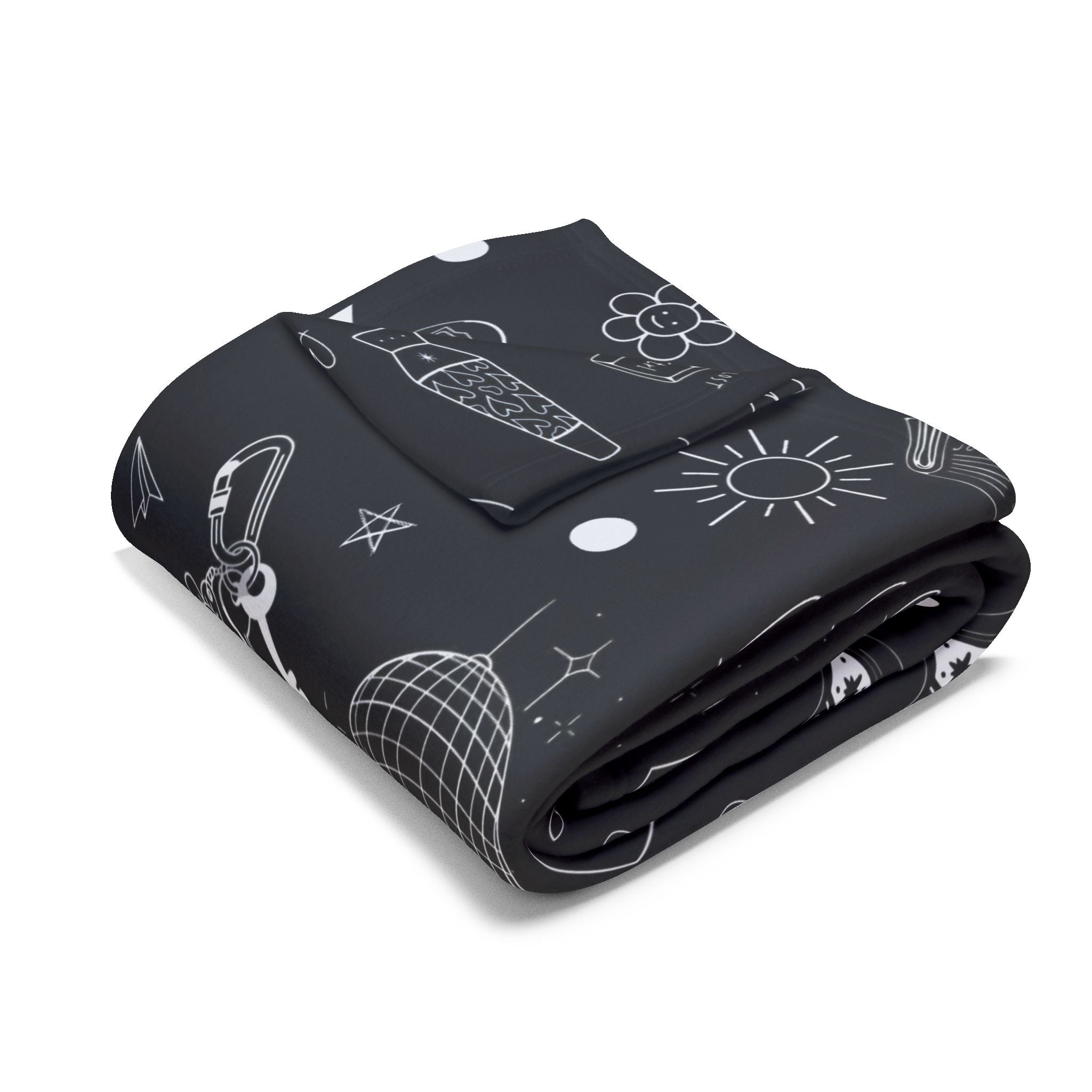Black Tattoo Flash Arctic Fleece Blanket