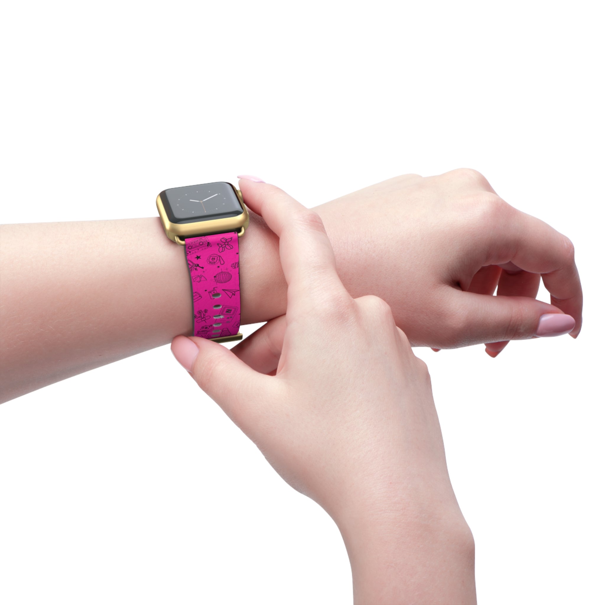 90s Nostalgia Tattoo Flash Watch Band Pink