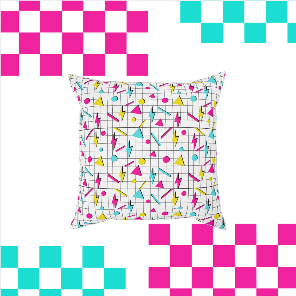 Funfax Lightning Bolt Geometric Cushion - Modern Retro Decor, Vibrant Home Accent, Kids Room, Gift Idea, Couch Pillow