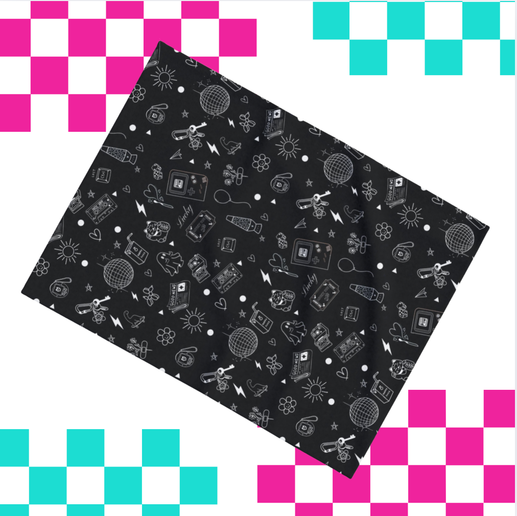 Black Tattoo Flash Arctic Fleece Blanket