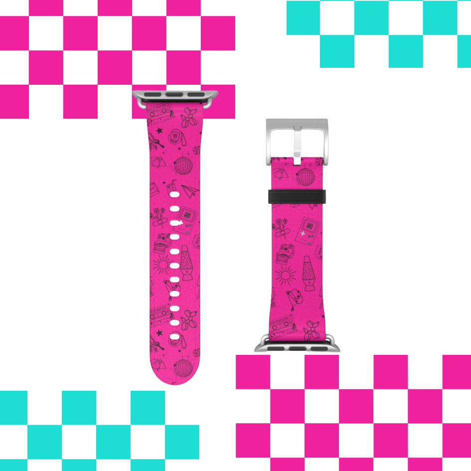 90s Nostalgia Tattoo Flash Watch Band Pink