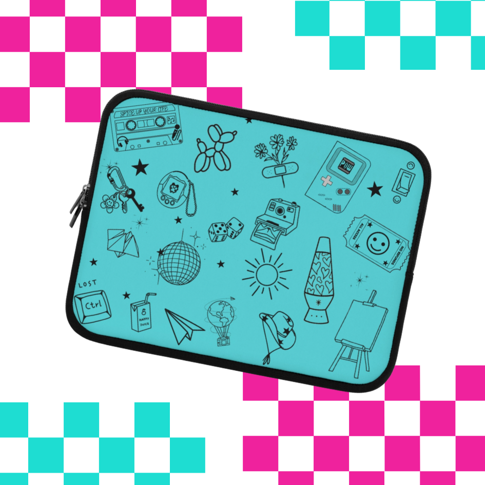 Cyan Tattoo Flash Laptop Case