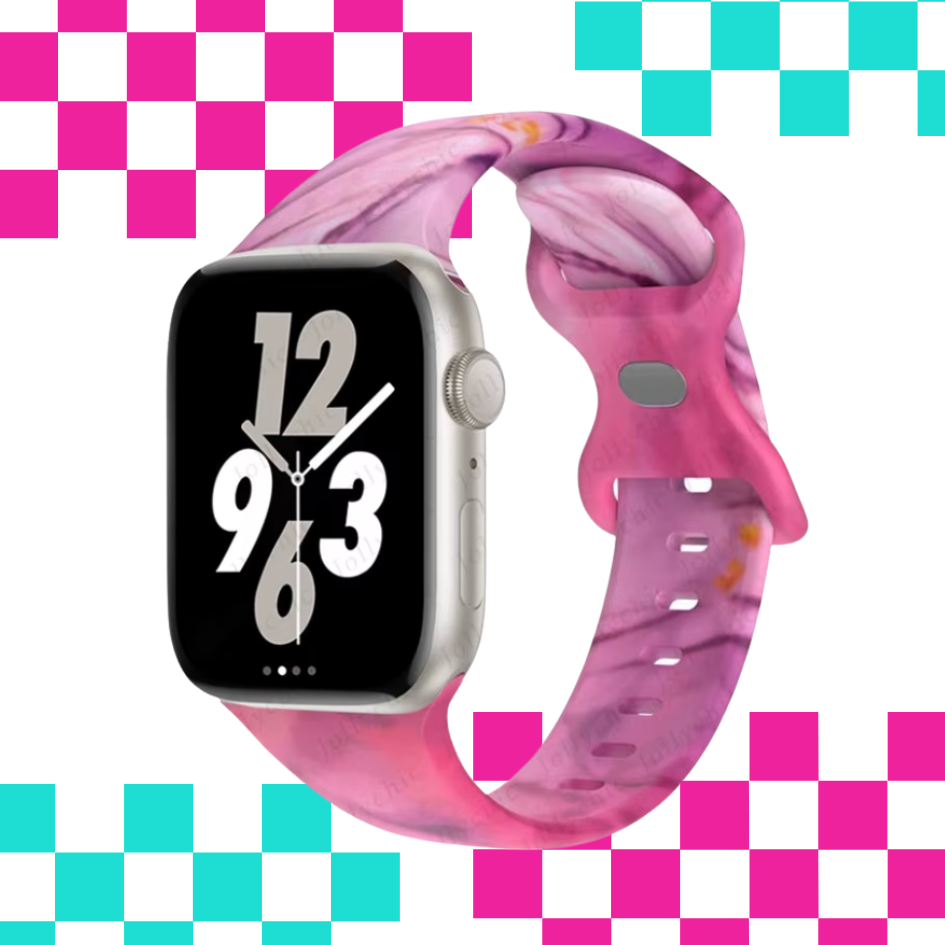 Pink Marble Print Apple Watch Strap