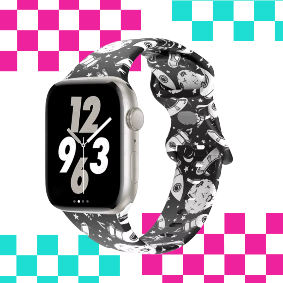Space Invader Print Apple Watch Strap