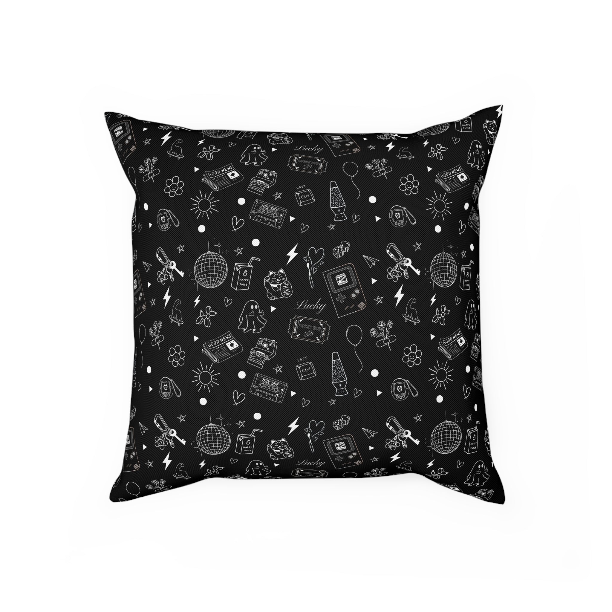Black Tattoo Flash Print Cushion