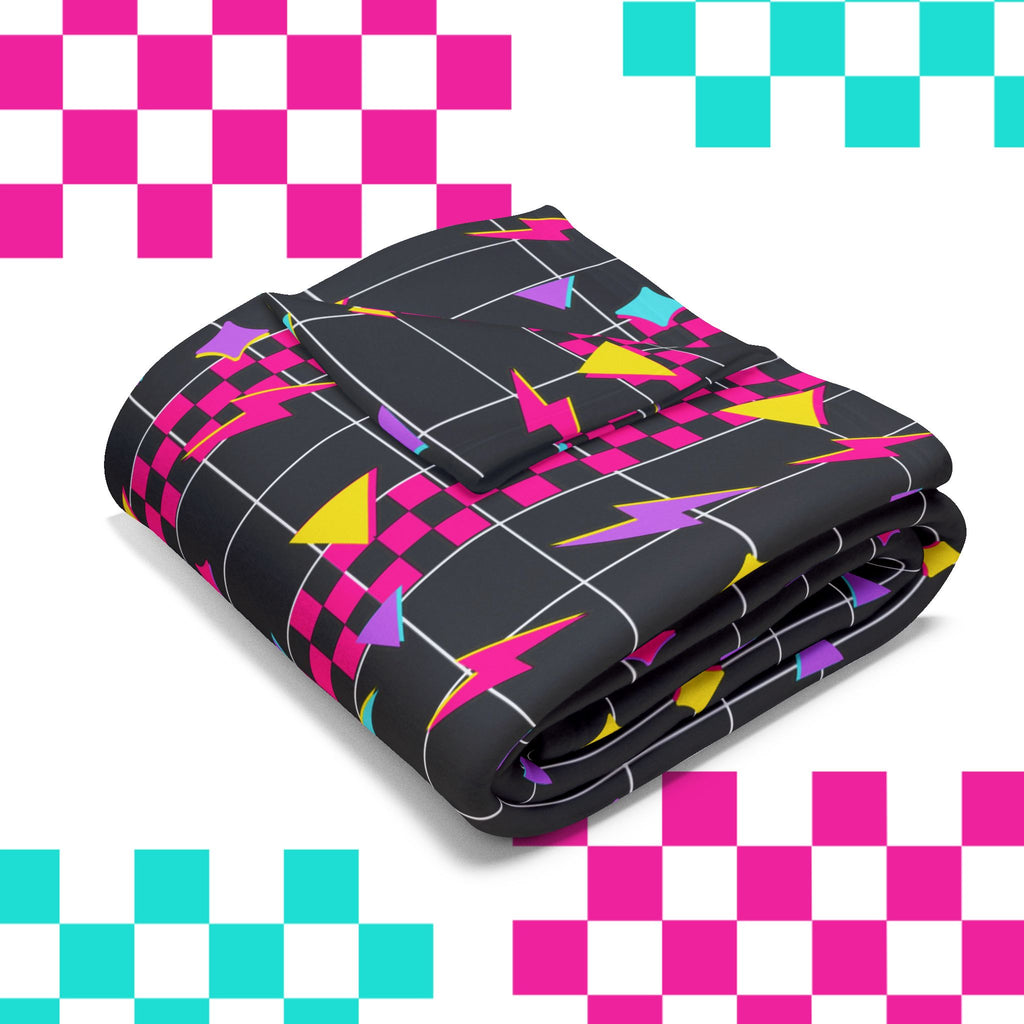 Retro Lightning Arctic Fleece Blanket, Cozy Throw for Home Decor,  80s print