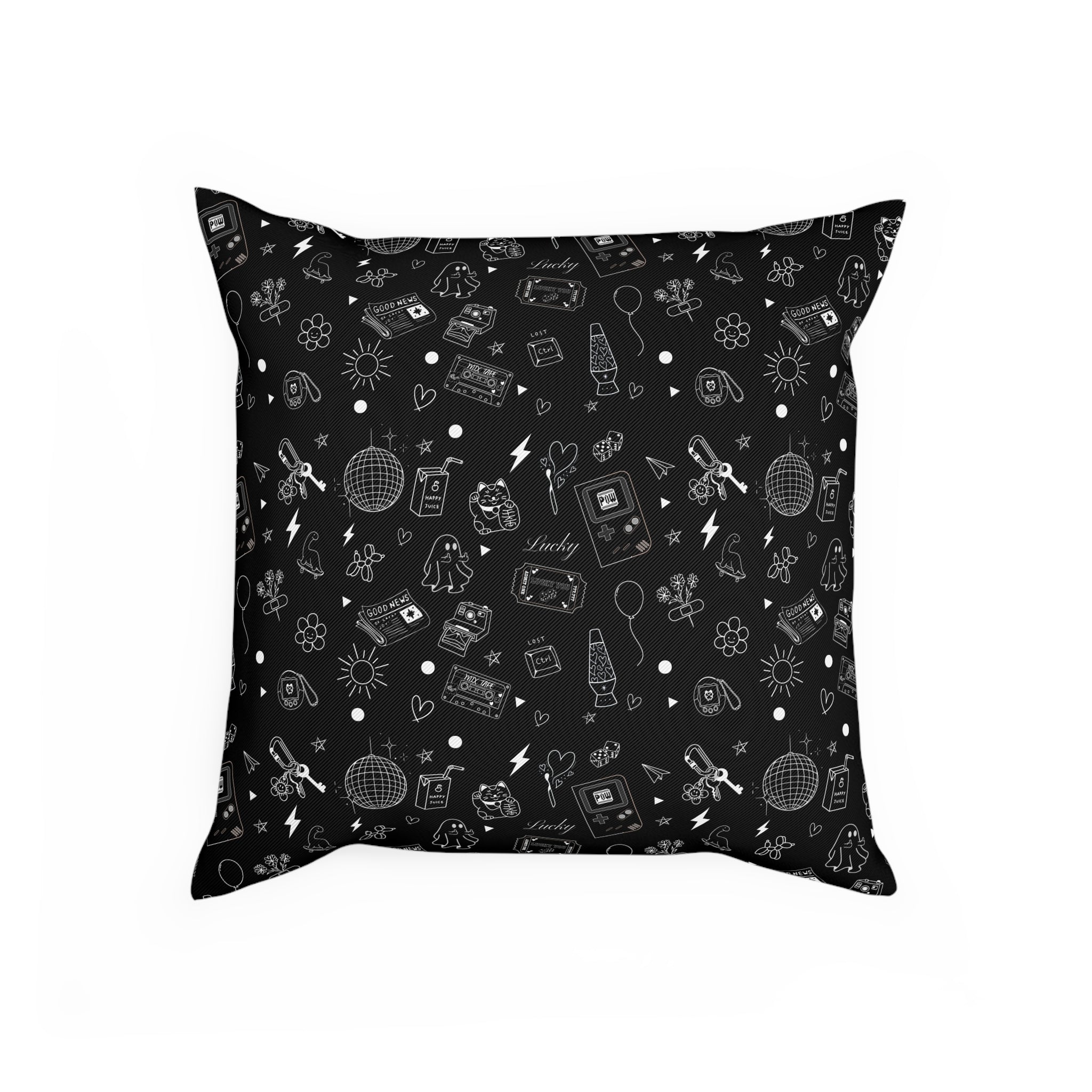 Black Tattoo Flash Print Cushion