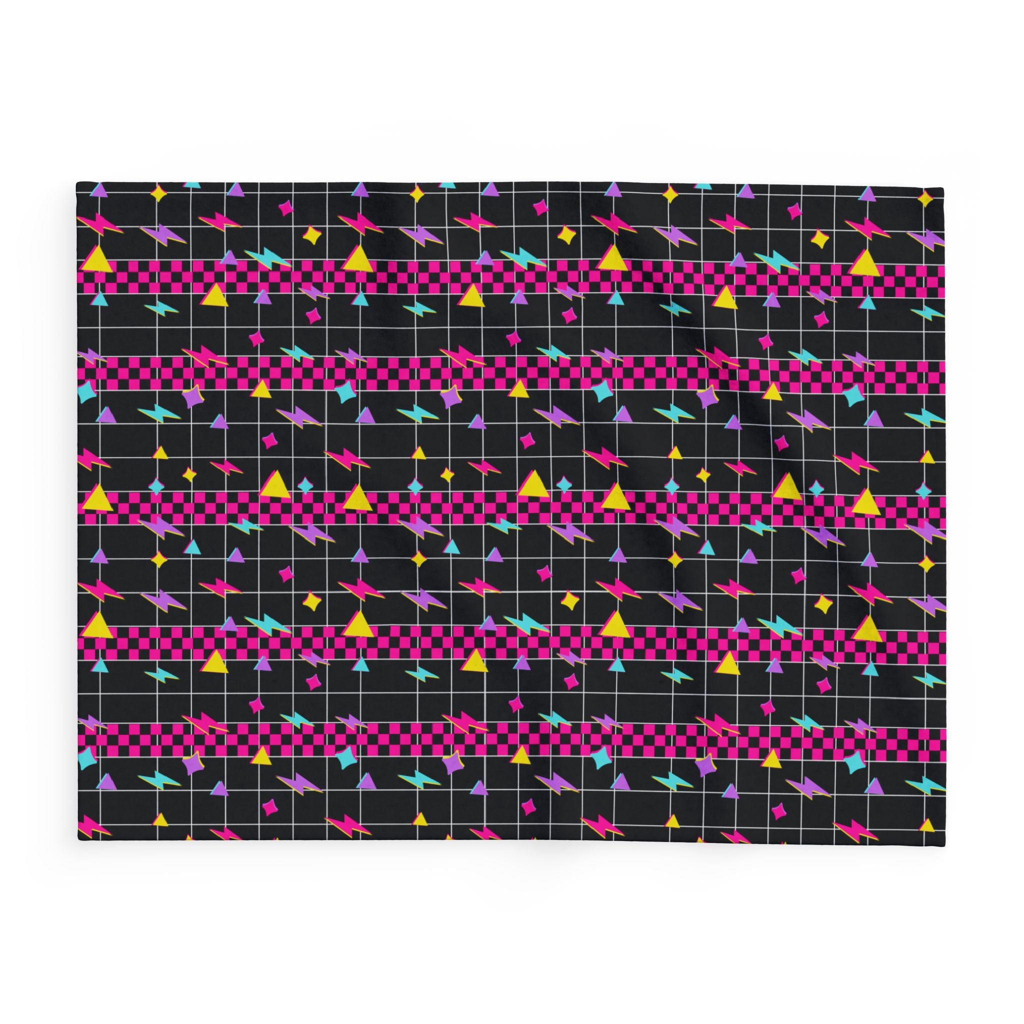 Retro Lightning Arctic Fleece Blanket, Cozy Throw for Home Decor,  80s print