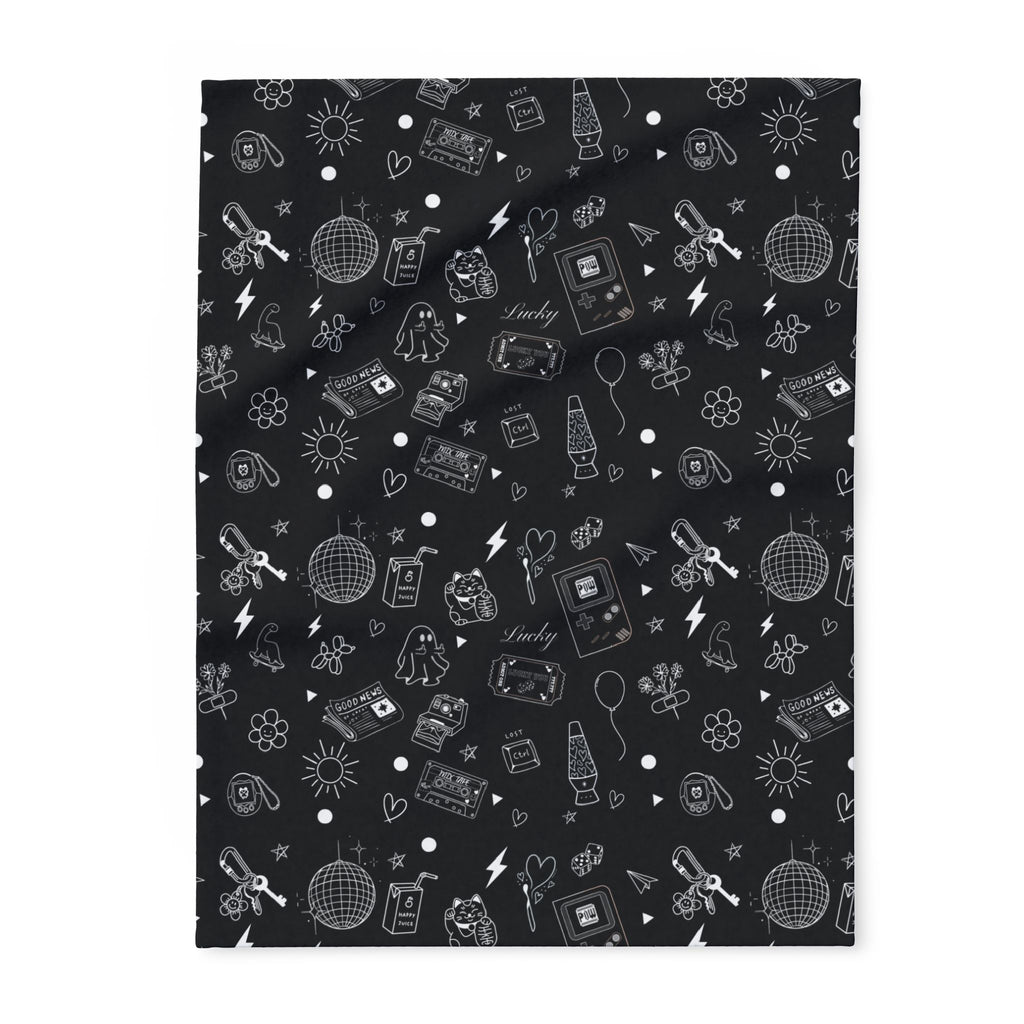 Black Tattoo Flash Arctic Fleece Blanket