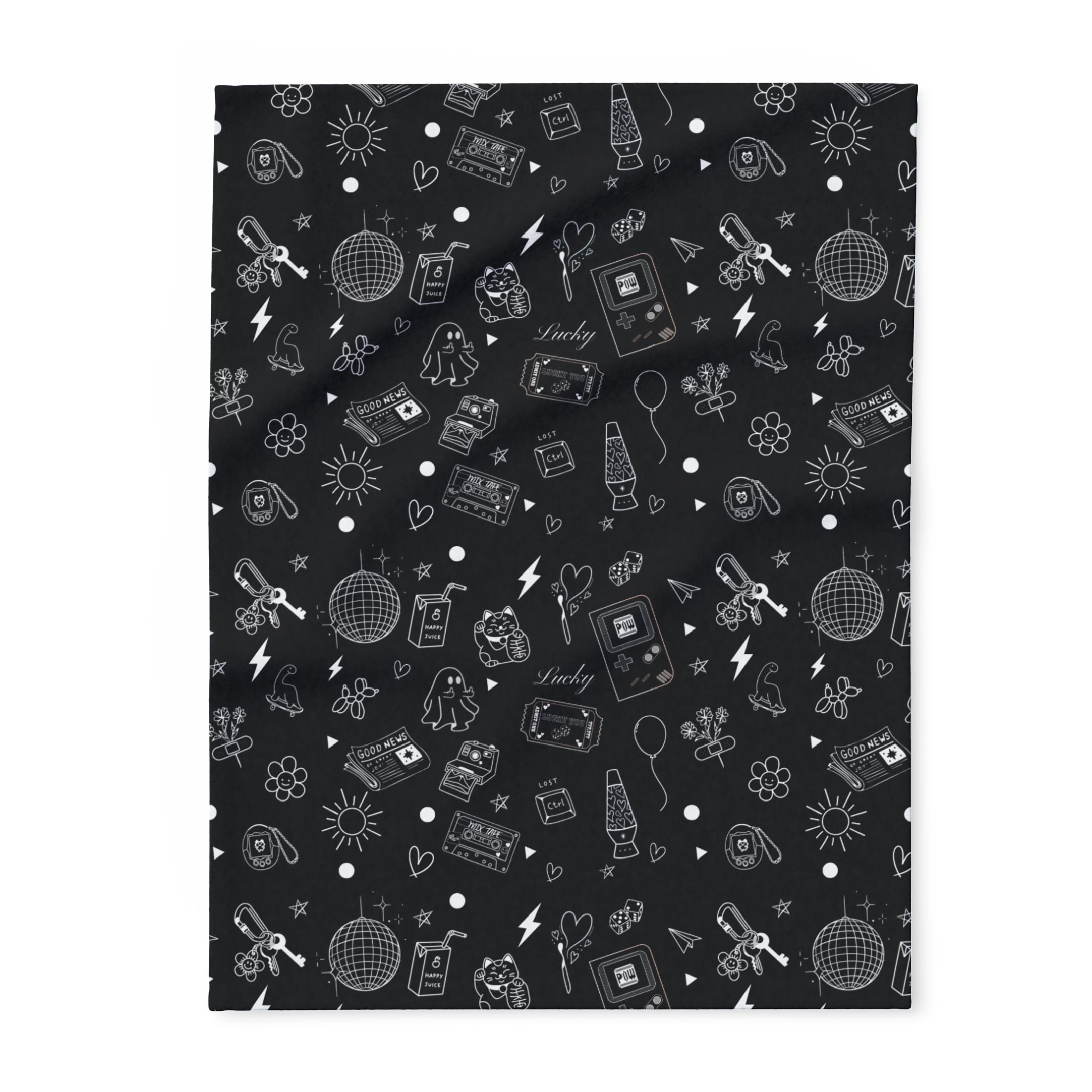Black Tattoo Flash Arctic Fleece Blanket