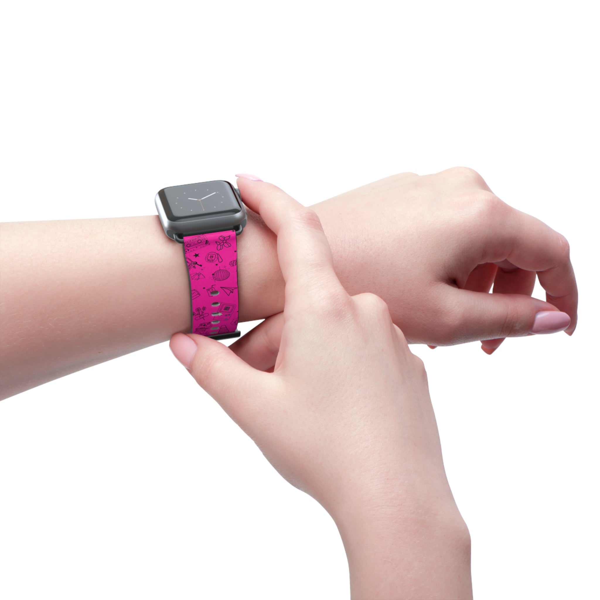 90s Nostalgia Tattoo Flash Watch Band Pink