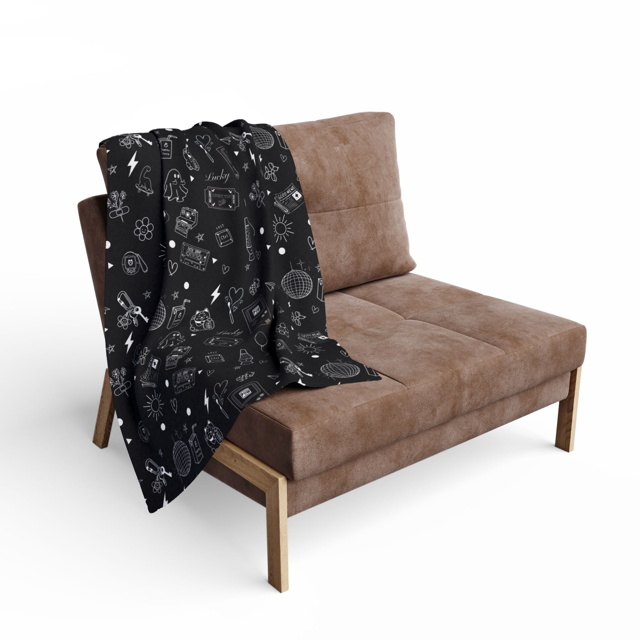 Black Tattoo Flash Arctic Fleece Blanket