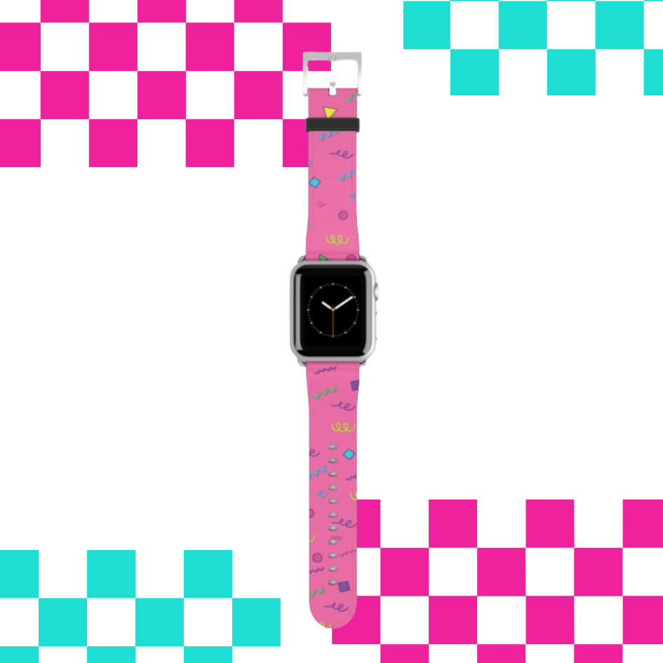 Girl Talk Print Watch Band Pink