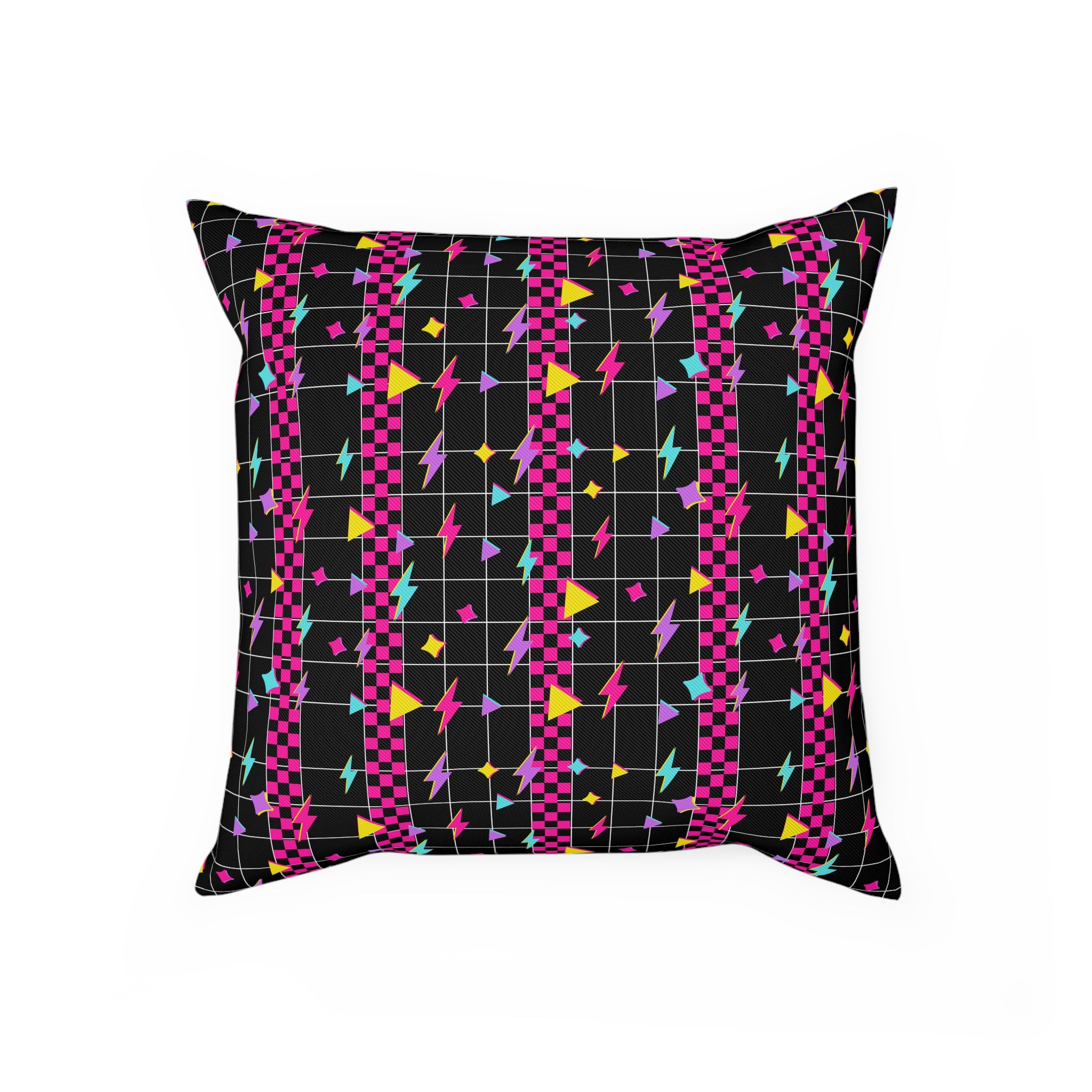 Retro Lightning Cushion | Vibrant Throw Pillow for Home Decor, 80s Style Pillow, Living Room Accent, Gift Idea