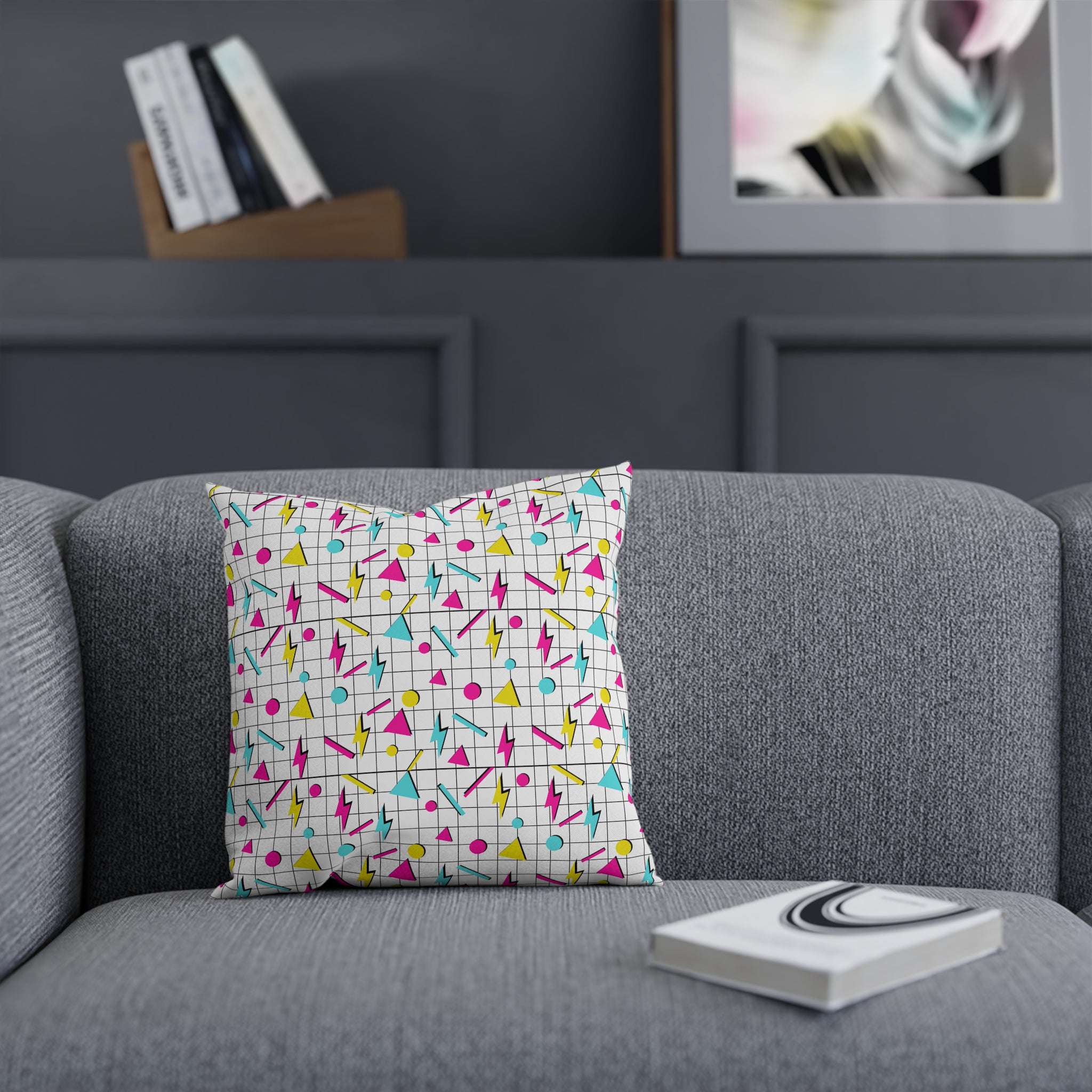 Funfax Lightning Bolt Geometric Cushion - Modern Retro Decor, Vibrant Home Accent, Kids Room, Gift Idea, Couch Pillow