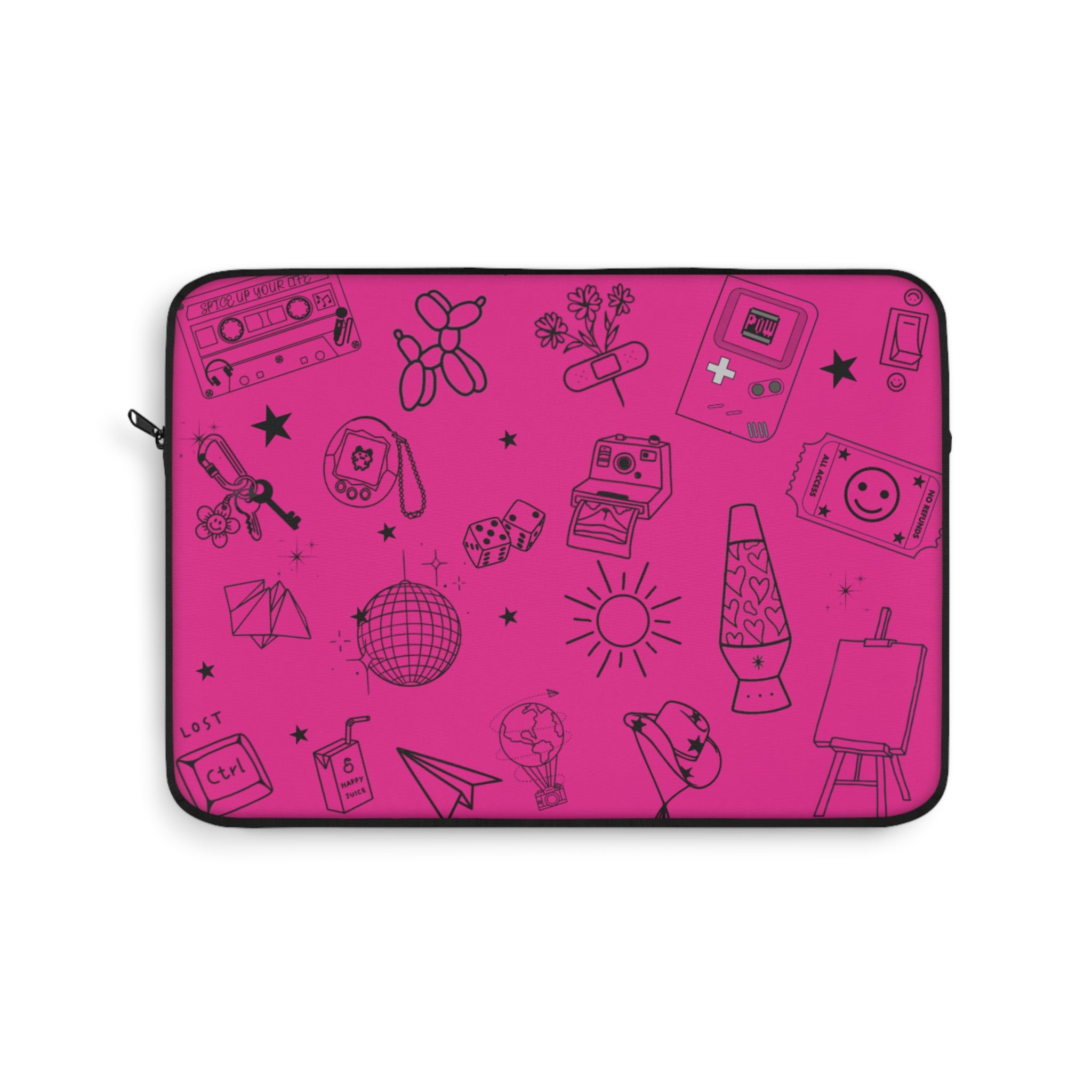 Fuschia Flash Pink Tattoo Laptop Sleeve