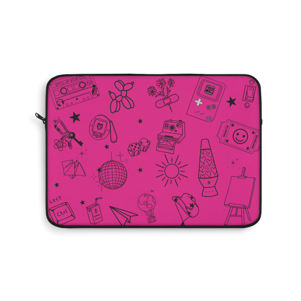 Fuschia Flash Pink Tattoo Laptop Sleeve