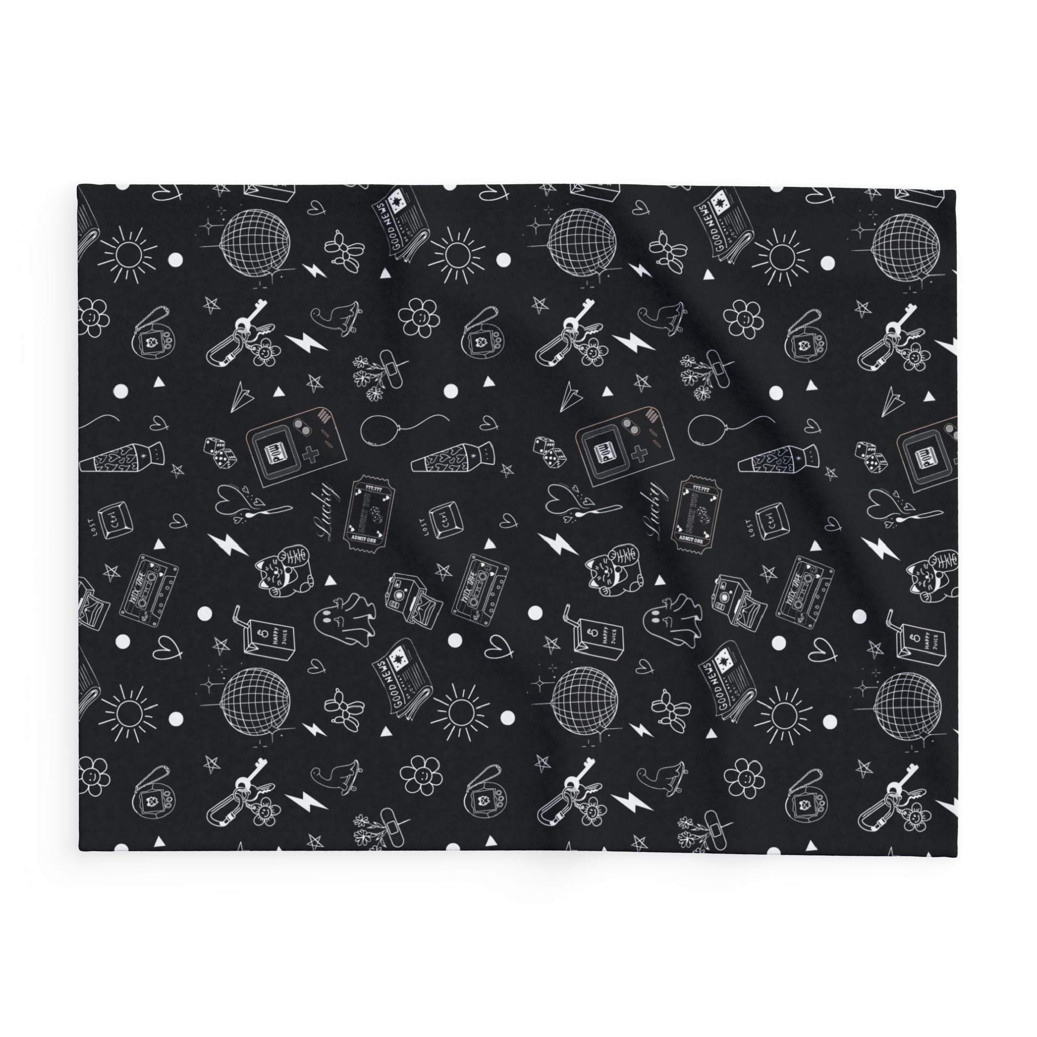 Black Tattoo Flash Arctic Fleece Blanket