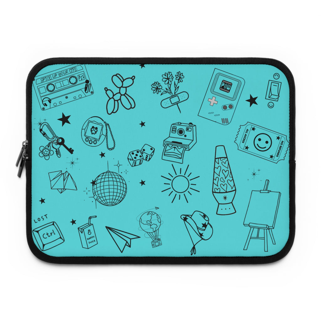 Cyan Tattoo Flash Laptop Case