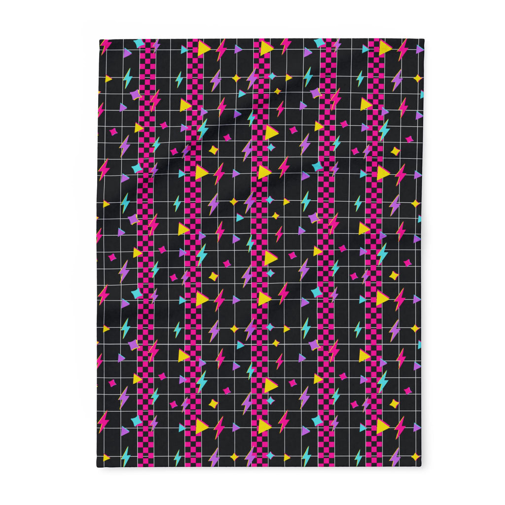 Retro Lightning Arctic Fleece Blanket, Cozy Throw for Home Decor,  80s print