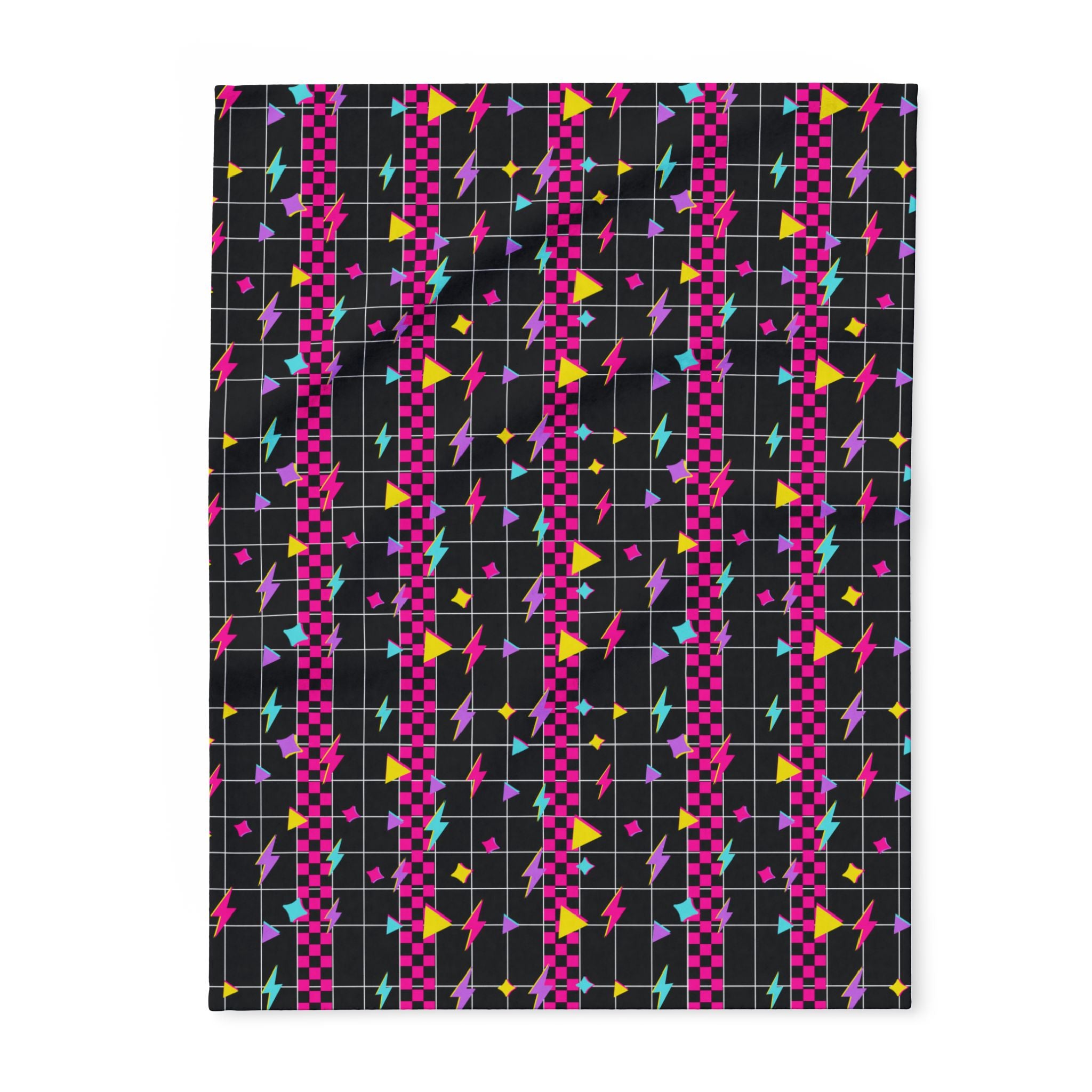 Retro Lightning Arctic Fleece Blanket, Cozy Throw for Home Decor,  80s print