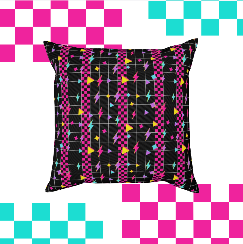Retro Lightning Cushion | Vibrant Throw Pillow for Home Decor, 80s Style Pillow, Living Room Accent, Gift Idea