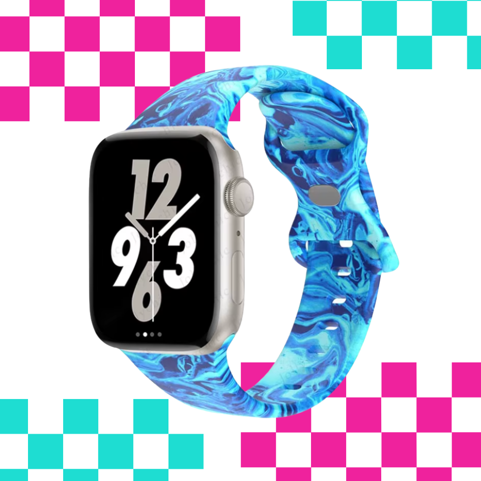 Liquid Blue Print Apple Watch Strap